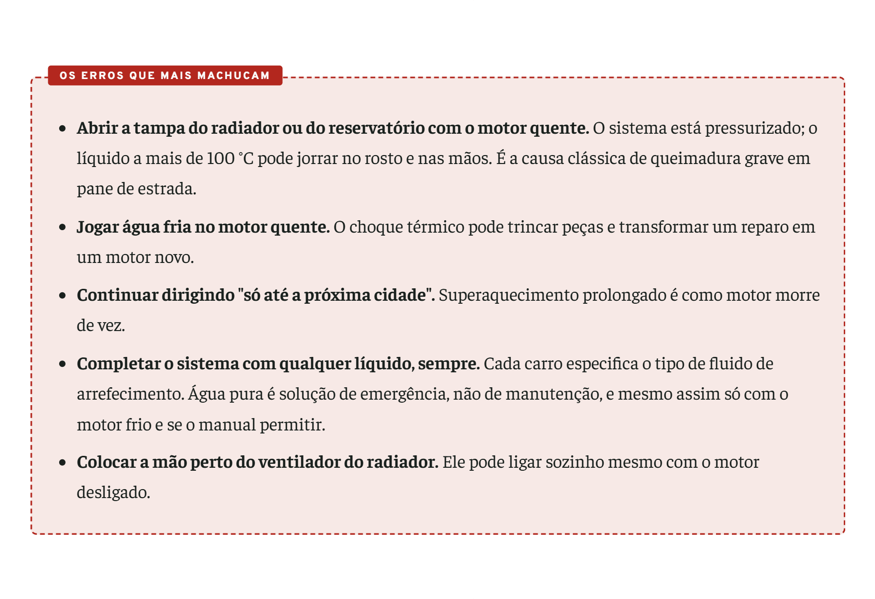 Página de erros comuns